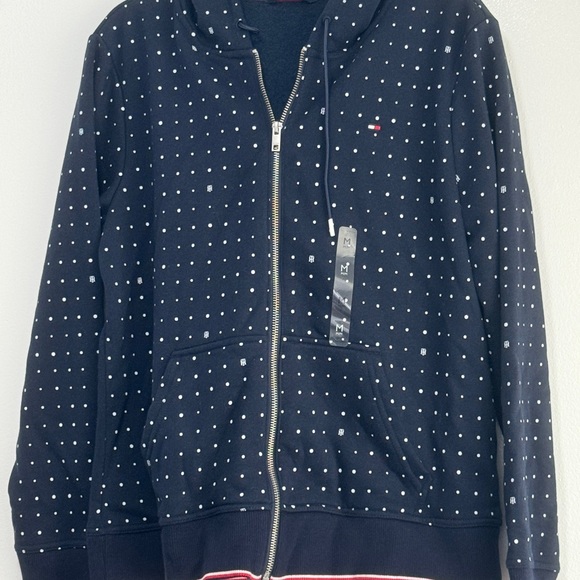 NWT Women size Medium Tommy Hilfiger Polka Dot zip up Hoodie. - Picture 1 of 3